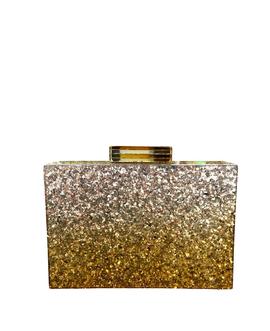 Clutch Rígido Purpurina Dorado para Mujer