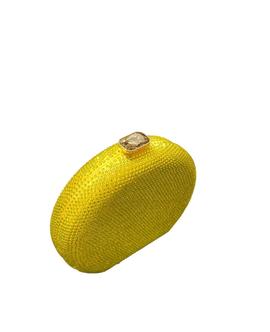 Clutch Redondo Brillos Amarillo para Mujer