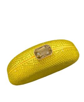 Clutch Redondo Brillos Amarillo para Mujer