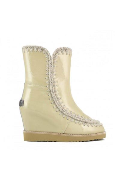 Botas Mou French Toe Wedge Short Beige para