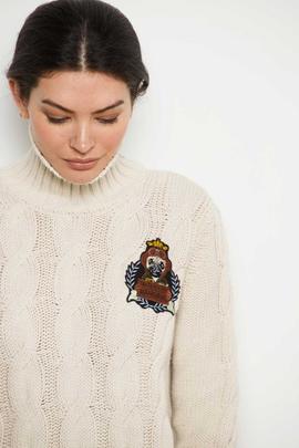 Jersey Mangata Cuello Alto Nudos Camel para Mujer