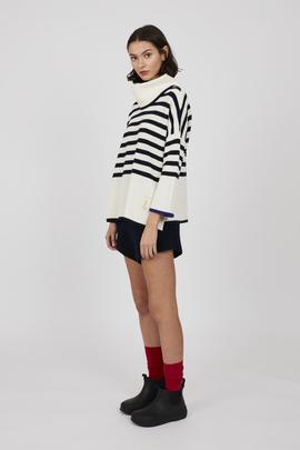 Jersey Montoto Rayas Beige y Marino para Mujer