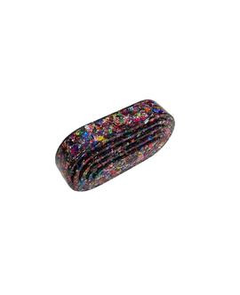Clutch Ovalado Relieve Papeles Multi para Mujer
