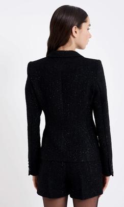Blazer Tweed Vicolor Lúrex Negro para Mujer