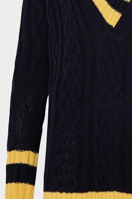 Jersey Mangata Marino Cuello Pico Parche para Mujer