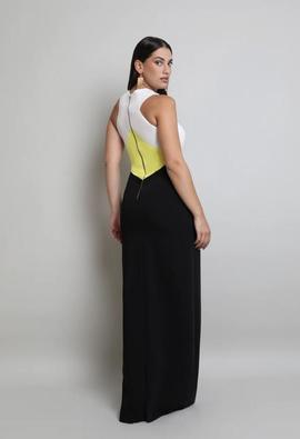 Vestido Victoria Viviane Beige Amarillo Negro para Mujer