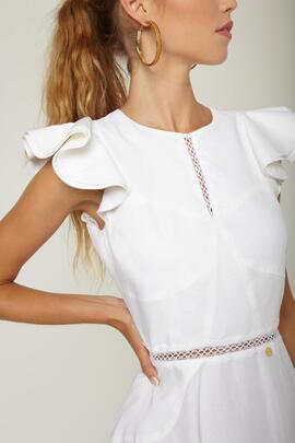 Vestido Midi Masavi Peace Lino Blanco para Mujer