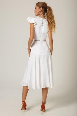 Vestido Midi Masavi Peace Lino Blanco para Mujer