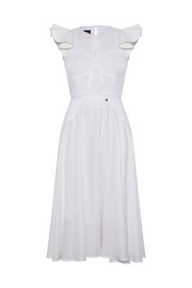 Vestido Midi Masavi Peace Lino Blanco para Mujer