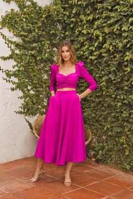 Falda Cayma Closet Vuelo Midi Buganvilla para Mujer