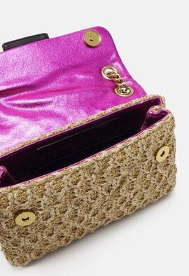 Bolso Kurt Geiger Raffia Mini Kesington Gold para Mujer