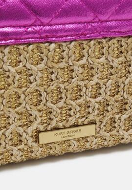 Bolso Kurt Geiger Raffia Mini Kesington Gold para Mujer