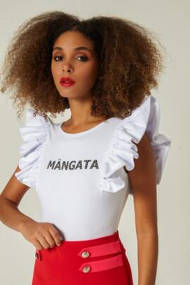 Body Mangata Volantes Hombros Blanco para Mujer