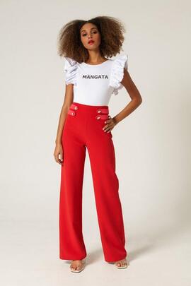 Body Mangata Volantes Hombros Blanco para Mujer