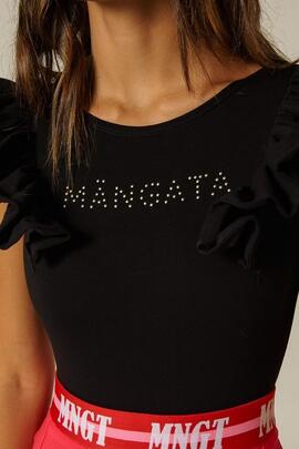 Body Mangata Volantes Hombros Negro para Mujer