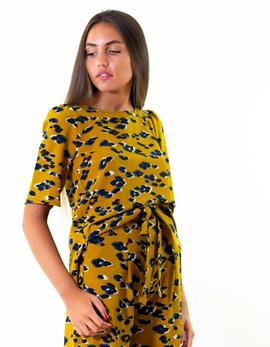 Camiseta Nakuro print animal mostaza para mujer