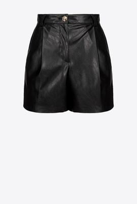 Pantalón Corto Pinko Con Efecto Piel Negro para Mujer