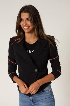 Chaqueta Corta Mangata Cruzada Negra para Mujer