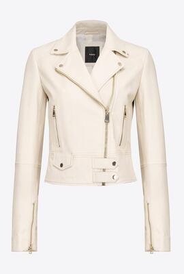 Biker Nappa Piel Pinko Blanca para Mujer