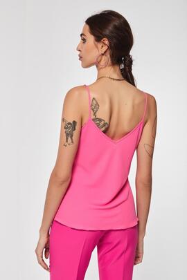 Top Oky Mikel Gasa Rosa Fluor para Mujer