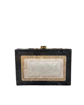 Clutch Rectangular Relieve Negro para Mujer