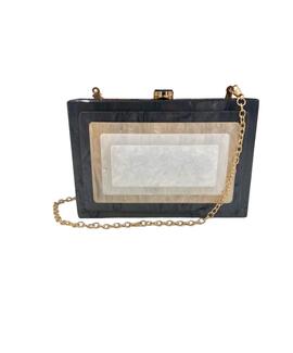 Clutch Rectangular Relieve Negro para Mujer