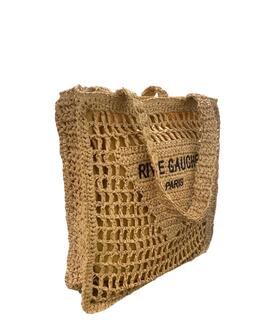 Bolso Rafia Vimoda Cuadrado Taupe para Mujer