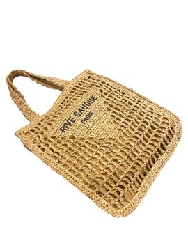Bolso Rafia Vimoda Cuadrado Taupe para Mujer