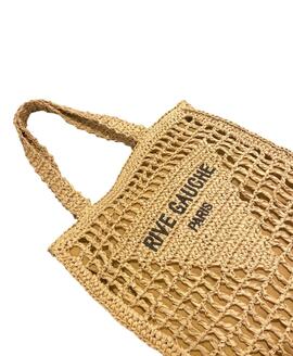 Bolso Rafia Vimoda Cuadrado Taupe para Mujer