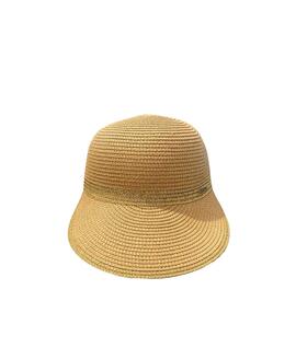 Gorra Efecto Rafia Trenzada Camel para Mujer