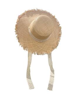Sombrero Rafia Cinta Beige para Mujer