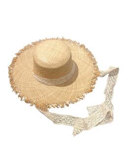 Sombrero Rafia Cinta Beige para Mujer
