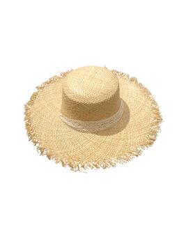 Sombrero Rafia Cinta Beige para Mujer