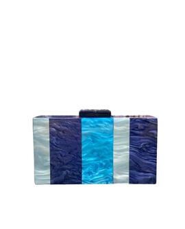 Clutch Rectangular Rayas Azules para Mujer