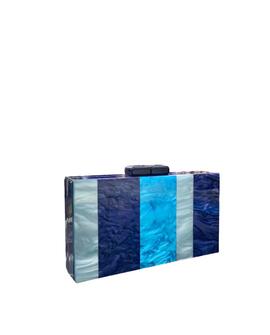 Clutch Rectangular Rayas Azules para Mujer