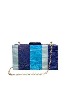 Clutch Rectangular Rayas Azules para Mujer